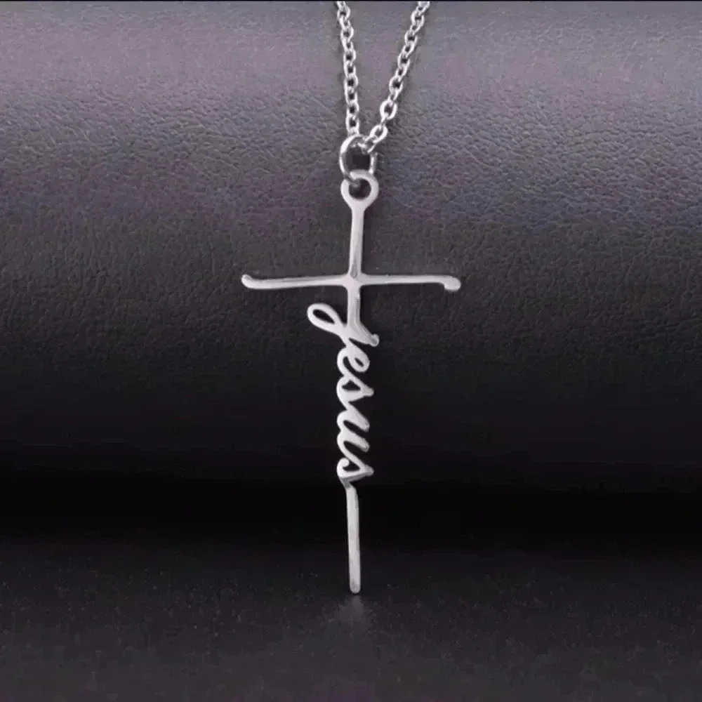 God Jesus Lord Cross Stainless Steel Necklace